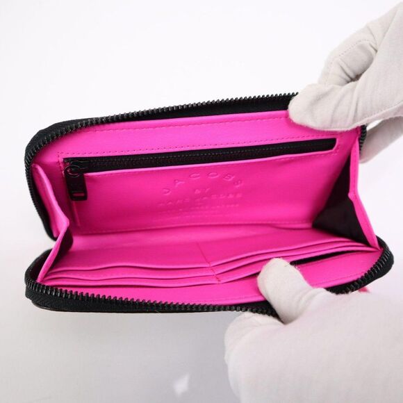 Marc by Marc Jacobs Pebble Leather Long Wallet Black Pink Unisex - Picture 10 of 14